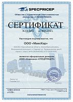 Дилерский сертификат Specpricep 2024 г. 
